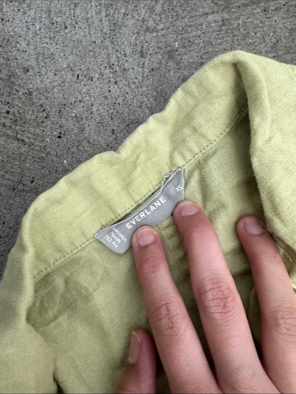 Everlane Light Lime Two-Piece 100% Linen Set - Short Sleeve Top & Pants